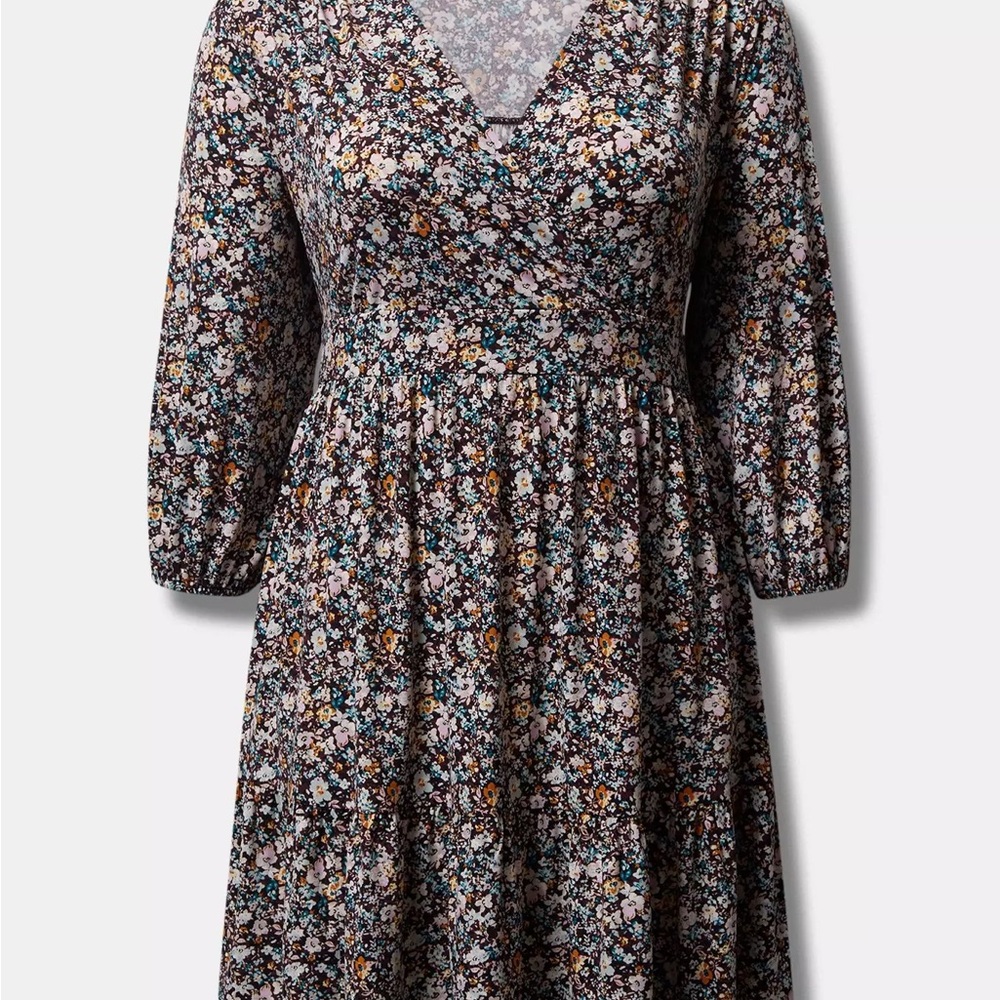 Torrid Mini Studio Knit Surplice Tiered Dress